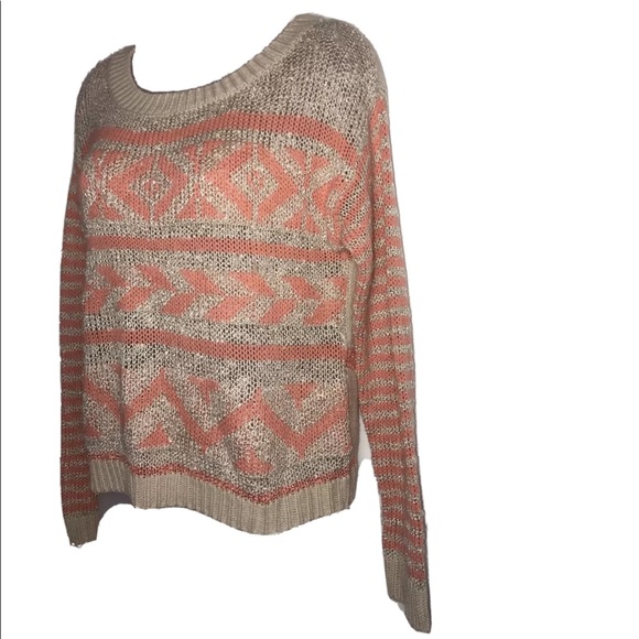 Aztec open knit crew neck sweater. - Picture 2 of 7